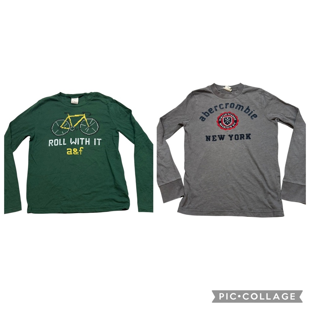 Lot of two Boys Abercrombie Kids Graphic Long Sleeve T-Shirts Size S/M